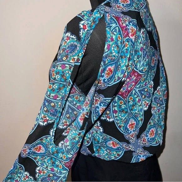 ✨ Nicole by Nicole Miller Cold Shoulder Dress Bold Paisley size 6 - Picture 6 of 7